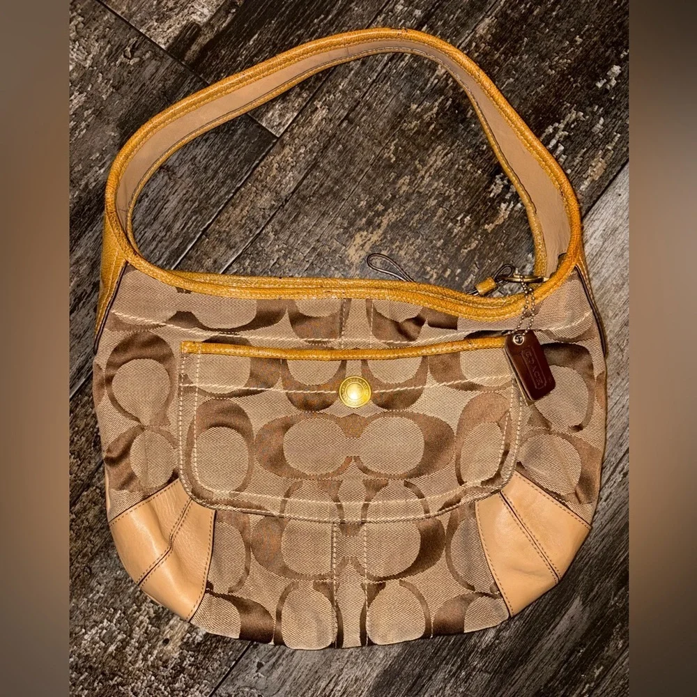 Coach Beige and Brown Shoulder Bag